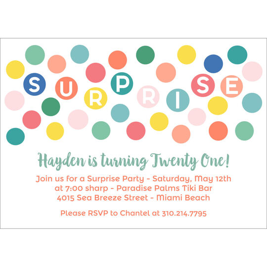 Colorful Surprise Dots Invitations